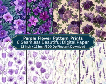Baby Blue Flower Pattern Digital Paper | Seamless Floral Design for ...