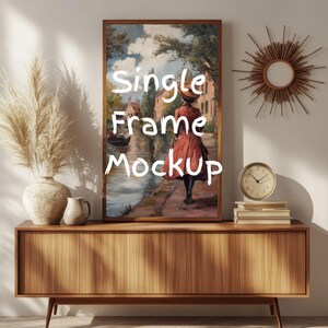 1 Vertical Wooden Retro Frame Mockup | Vintage Aged Wooden Frame | Antique Poster Mockup for Prints, Artwork & Vintage Wall Art Display