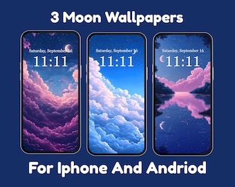 Moon and Night Sky Phone Wallpaper | Celestial Digital Background for iPhone & Android | Minimal Aesthetic Mobile Art | Starry Screen Decor