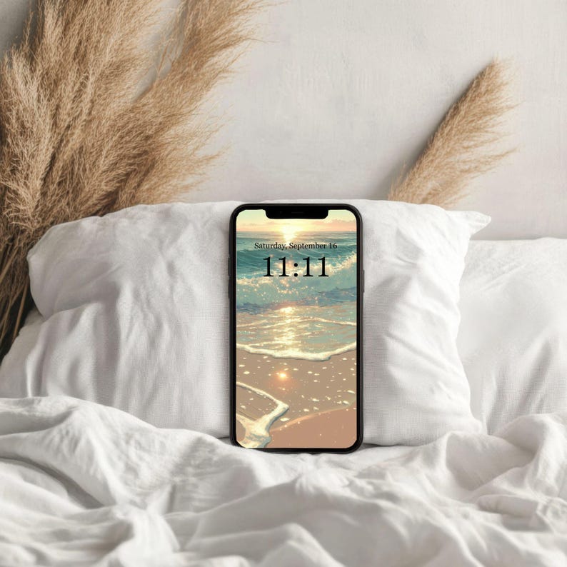 A vibrant digital phone wallpaper featuring a serene beach scene with summer tones, perfect for customizing your mobile screen. This aesthetic background suits both iPhone and Android devices, offering a trendy, minimalist design with colorful, coastal vibes. Ideal for users looking to refresh their smartphone with a modern, cute, and relaxing wallpaper that captures the essence of a sunny getaway