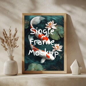 Vertical Picture Display Frame Mockup | Vertical Wooden Digital Frame | Modern Poster Mockup for Prints, Artwork & Stylish Wall Art Display