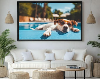Téléchargement numérique d'art chien coloré | Décoration murale abstraite pour chien | Parfait pour le cadre de télévision et la décoration intérieure moderne | Accès instantané