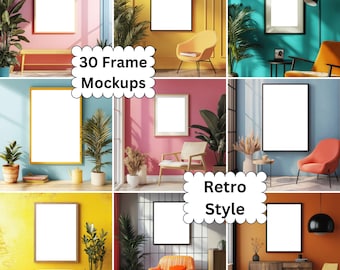 Mockup verticale retro lijst | Vintage posterlijstmodel | Mockup digitale kunst | Esthetische houten lijst | Muurkunstdisplay | Afdrukmodel