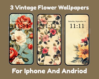 Vintage Floral Phone Wallpaper | Romantic Digital Background for Android & iPhone | Soft Aesthetic Mobile Art | Retro Flower Screen Design
