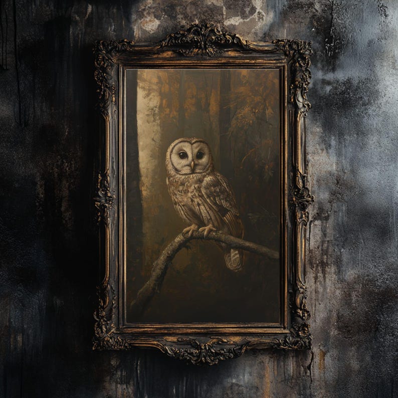 Gothic Owl Art Print Image | Dark Academia Wall Decor | Cottagecore ...
