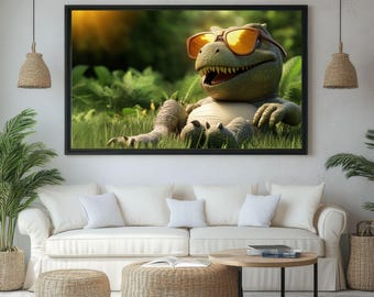 Adorable Dinosaur TV Art for Kids' Rooms | Dinosaur Nursery Decor | Fun Dino Wall Art | Digital Download| Perfect Gift for Dinosaur Lovers