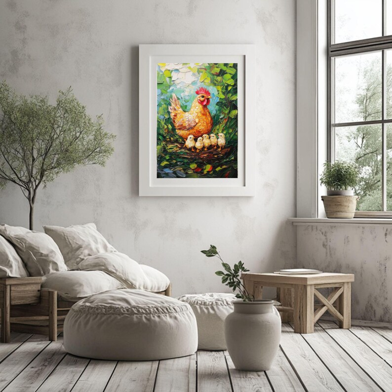 Vintage Chicken Art Print | Farmhouse Wall Decor | Rustic Farmyard ...