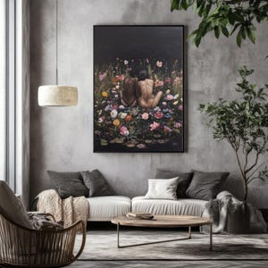 Romantic Lesbian Women Art Print – Elegant And Expressive LGBTQ+ Wall Art for Bedrooms | Printable Gift for Lesbian Couples and Pride Lovers
