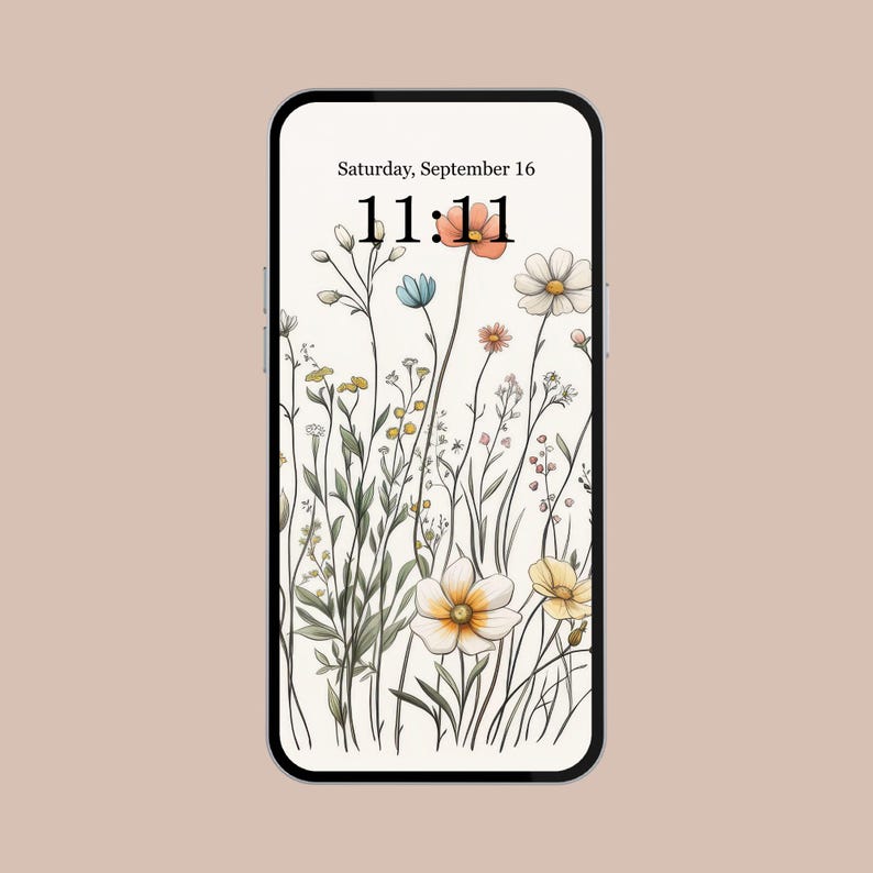 Digital phone wallpaper featuring a delicate floral design inspired by summer blooms, perfect for adding a light and cheerful touch to any screen. Ideal for iPhone and Android users, this minimal and colorful background blends natural beauty with a modern aesthetic. Great for those who love soft, nature-inspired visuals and want a stylish way to refresh their mobile device. A fresh and uplifting design for any flower or aesthetic lover