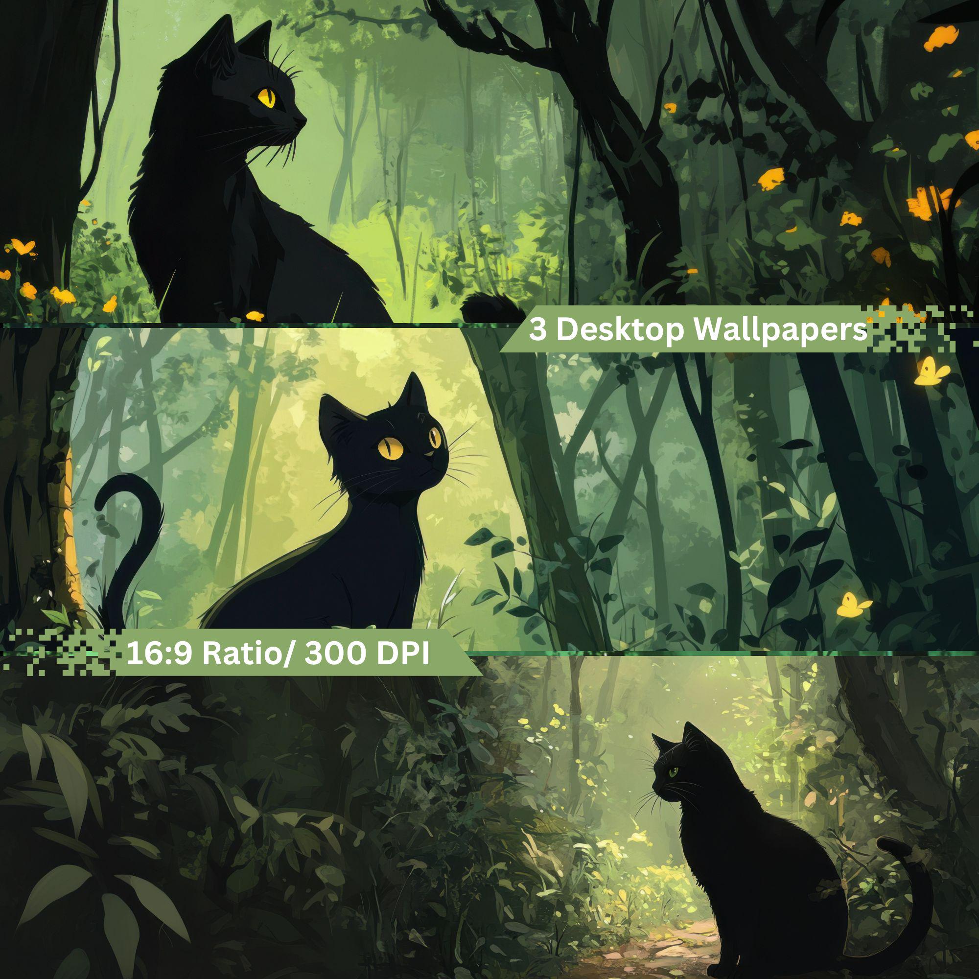 Cute Black Cat Desktop Wallpaper | Aesthetic Cat Wallpaper Download