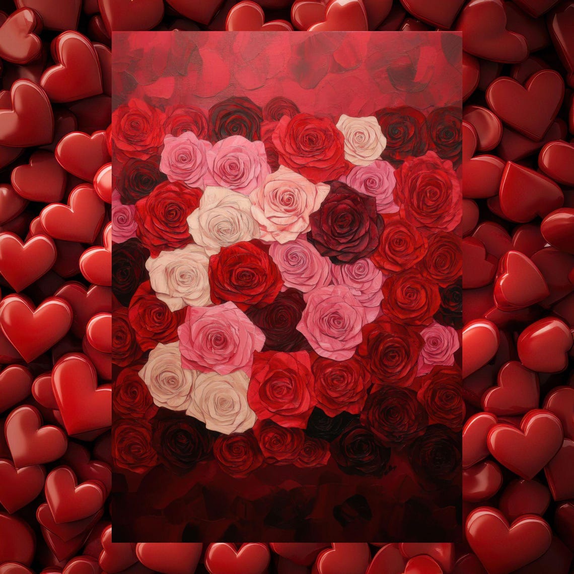 Red Roses Print | Vintage Floral Art for Valentine's Day Decor ...