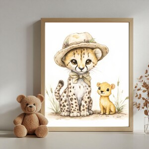 Safari Nursery Art Print | Watercolour Baby Animals Room Decor | Nursery Wall Art | Instant Download Digital Art for Nursery or Playroom