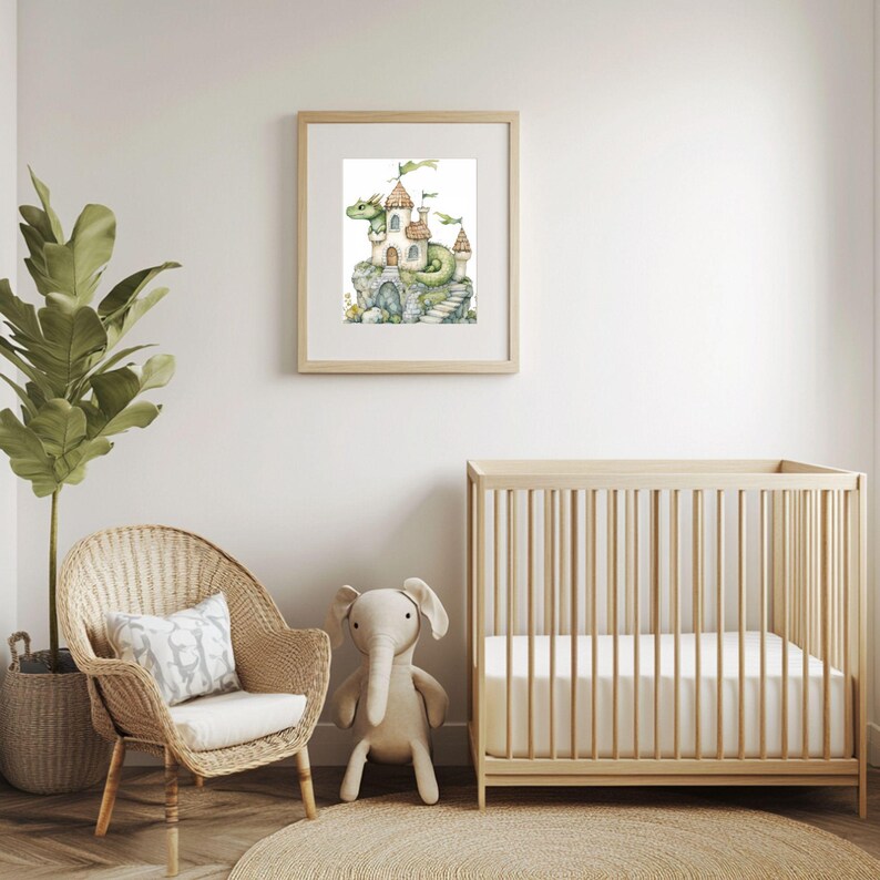 Fantasy Dragon Nursery Art Print | Whimsical Digital Wall Art for Kids ...