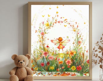 Magical Fantasy Fairy Art Print for Nursery and Home Decor | Watercolor Fantasy Wall Art | Digital Download for Kids Room & Playroom