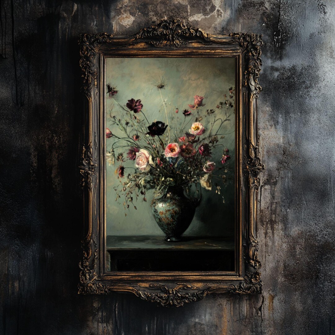 Moody Gothic Floral Art Print Spooky Flower Wall Art Vintage Dark ...