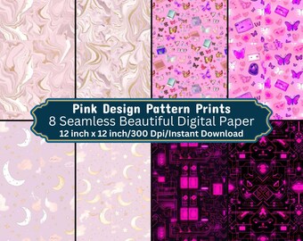 Pastel Pink Digital Paper | Soft Pink Seamless Pattern | Baby Pink Background | Pink Scrapbook Paper | Printable Pink Craft Paper Pack