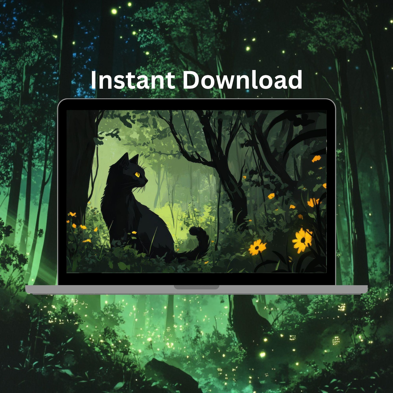 Cute Black Cat Desktop Wallpaper | Aesthetic Cat Wallpaper Download ...
