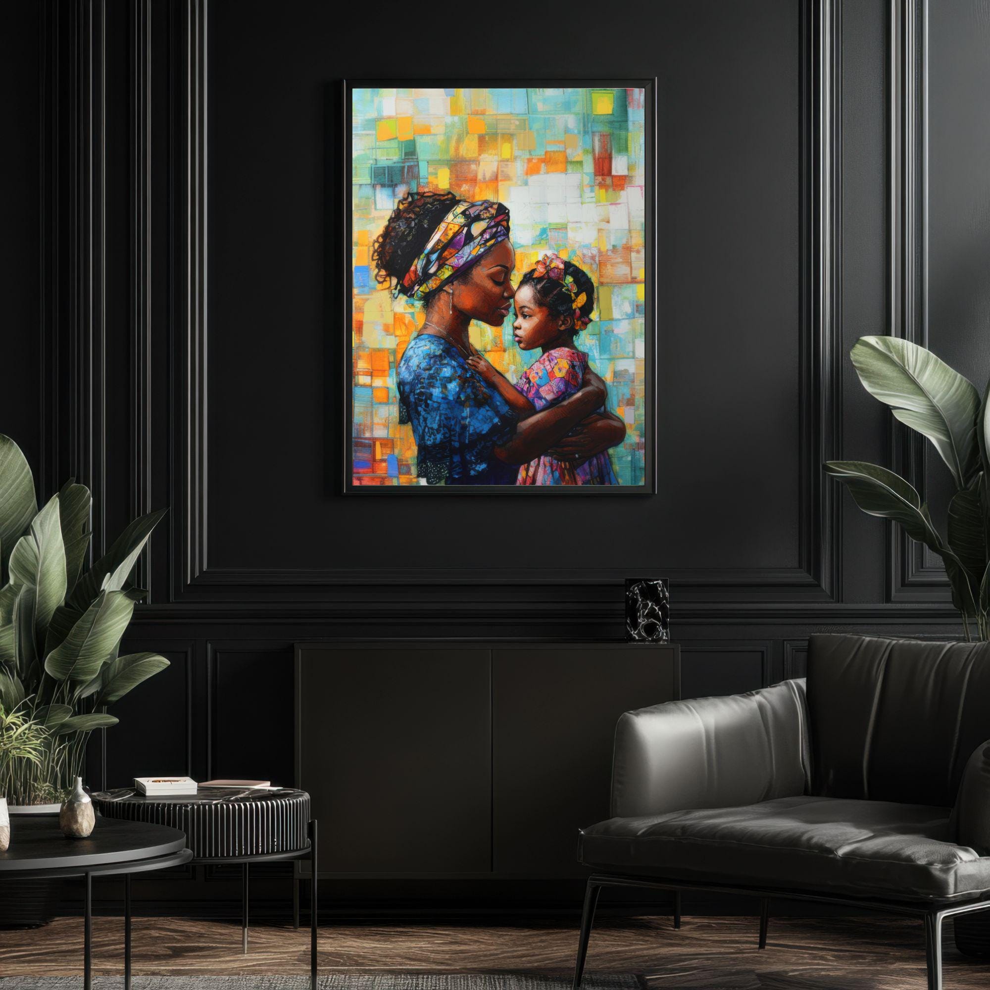 Black African Mother and Child Art Print | Heartfelt Motherhood Wall ...