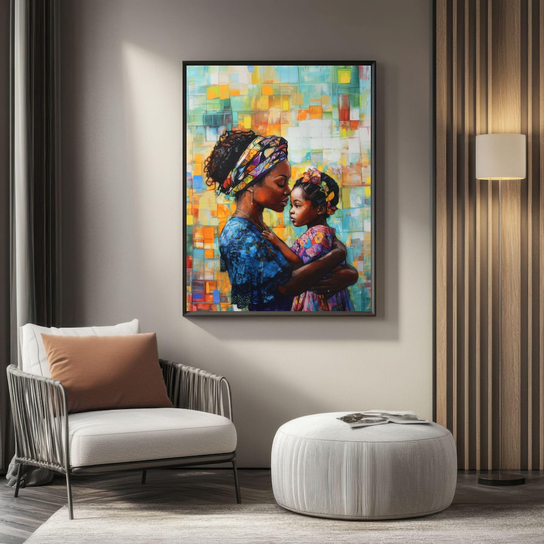 Black African Mother and Child Art Print | Heartfelt Motherhood Wall ...