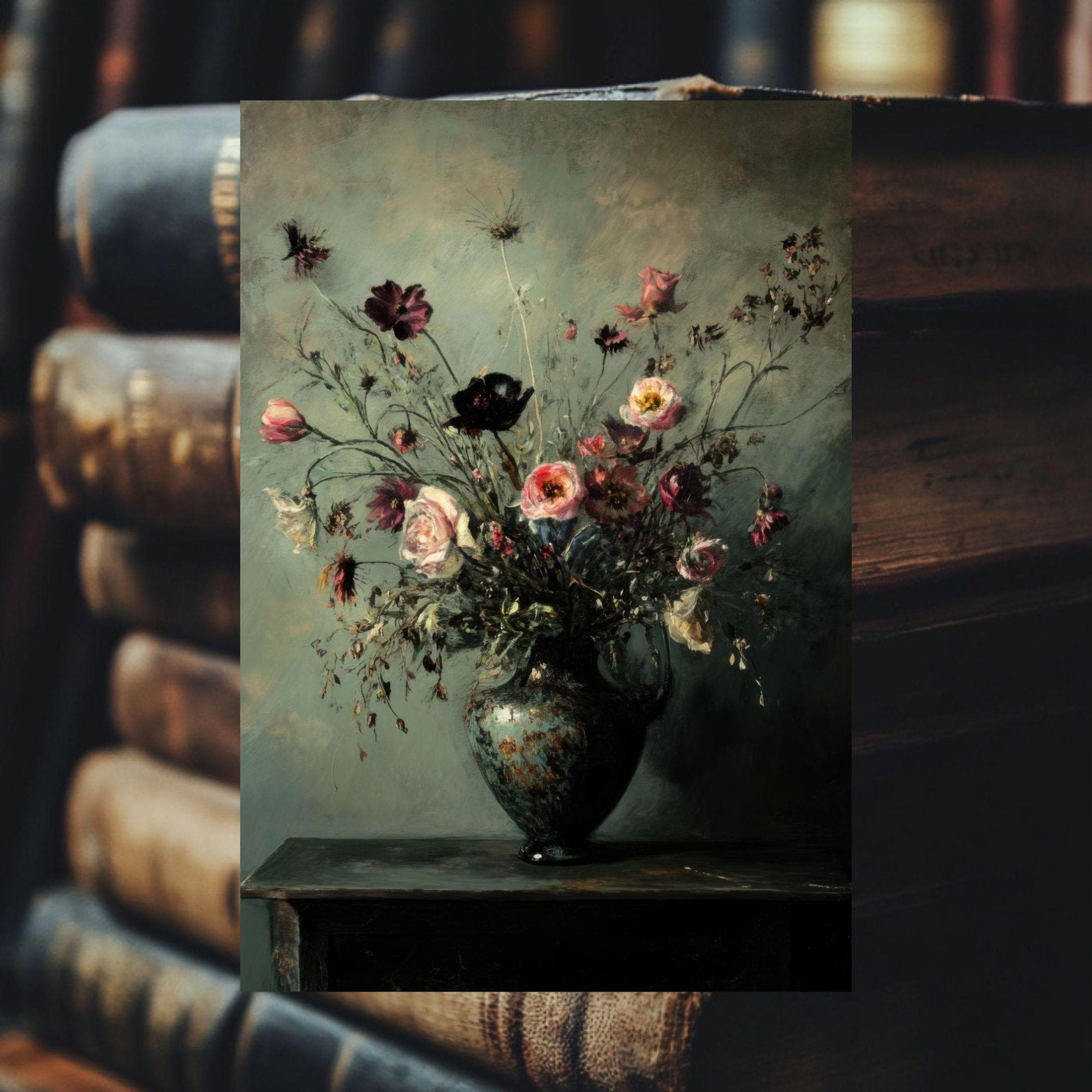 Moody Gothic Floral Art Print Spooky Flower Wall Art Vintage Dark ...