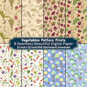 Papier numérique à motif végétal | Impression végétarienne transparente | Papier pour scrapbooking | Fond d'artisanat bricolage | Paquet de papier décoratif imprimable brocoli