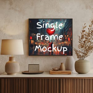 Landscape Minimalist Frame Mockup | Horizontal Wooden Digital Frame | Modern Poster Mockup for Prints, Artwork & Stylish Wall Art Display