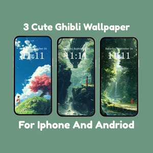Ghibli Anime Phone Wallpaper | Magical Digital Background iPhone & Android | Cute Aesthetic Mobile Art | Whimsical Screen Design | Trendy