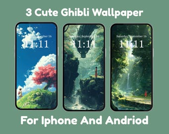 Ghibli Anime Phone Wallpaper | Magical Digital Background iPhone & Android | Cute Aesthetic Mobile Art | Whimsical Screen Design | Trendy