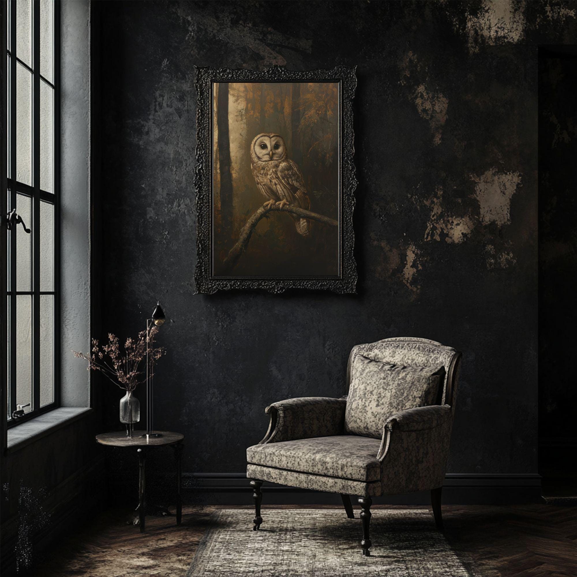 Gothic Owl Art Print Image | Dark Academia Wall Decor | Cottagecore ...