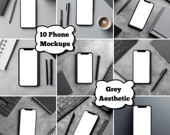 Graues Telefon Mockup Template für Canva | Modernes Minimal Display für Hüllen, Tapeten, Digital Art | Bearbeitbares Gerätelayout Download | Gesellschaft