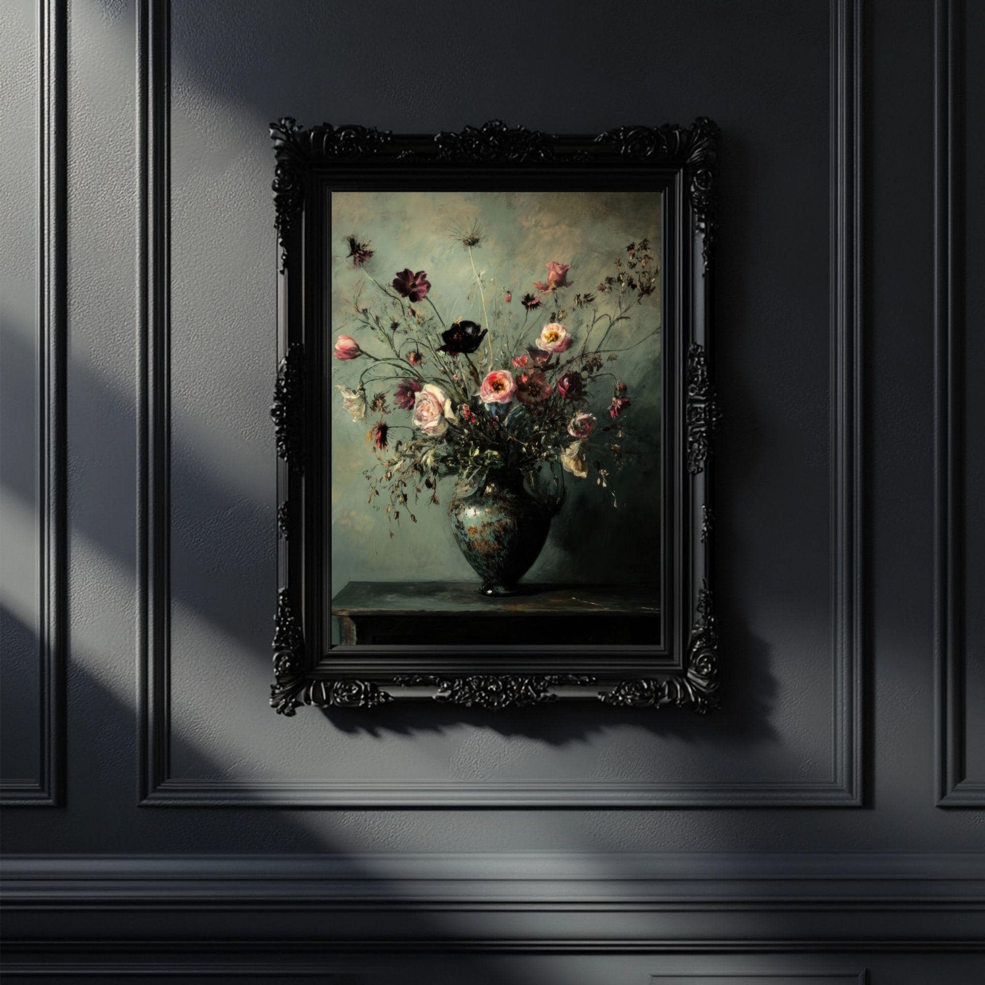 Moody Gothic Floral Art Print Spooky Flower Wall Art Vintage Dark ...