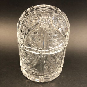 Vintage Bohemian Clear Crystal Trinket Jar Jewelry Holder Dresser Jar Decorative Covered Jar