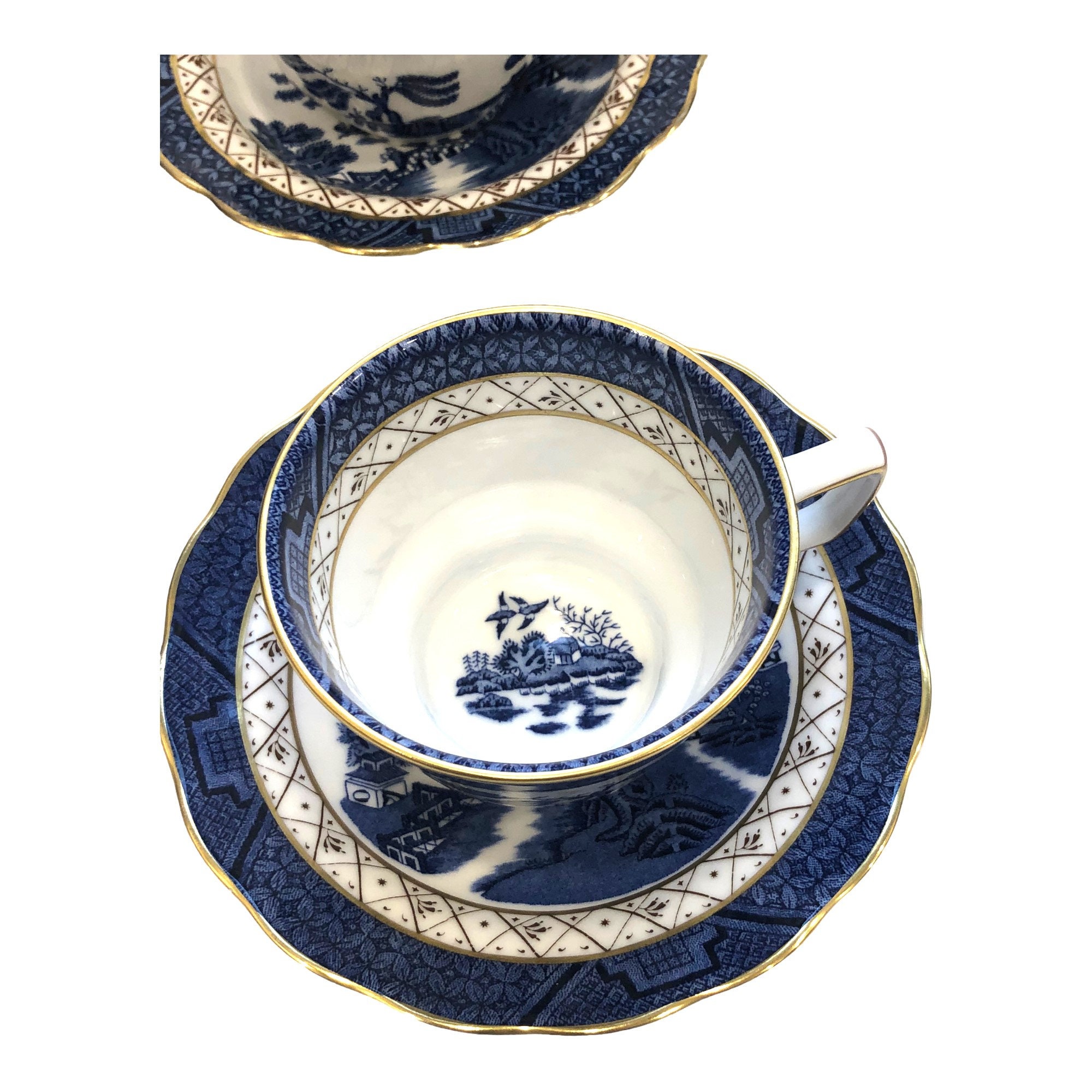 Royal Doulton Booths Real Old Willow Tea Cups With Saucers - Etsy