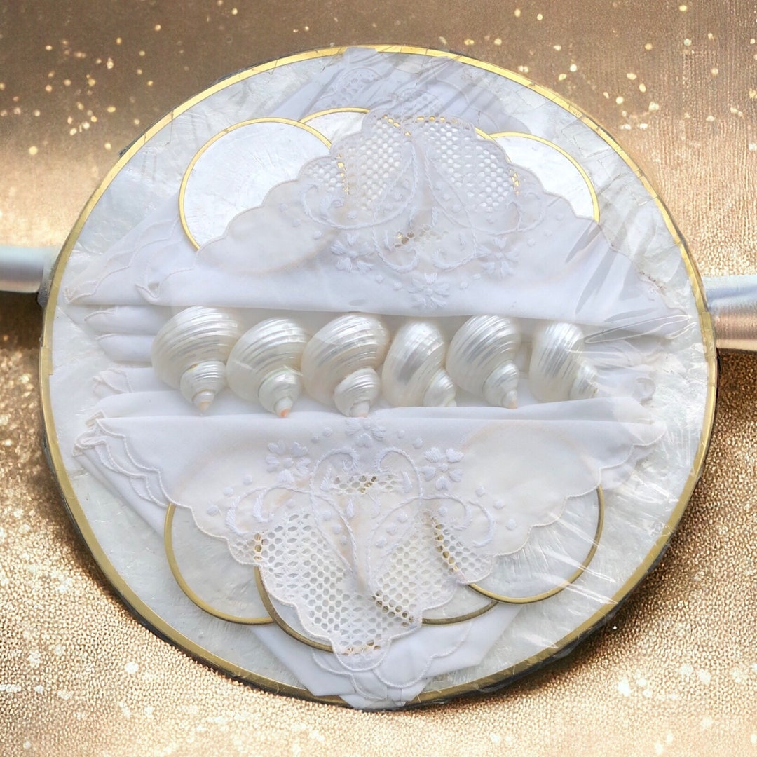 Vintage Capiz Shell Placemat Set Coasters Napkins Napkin Holders Gold