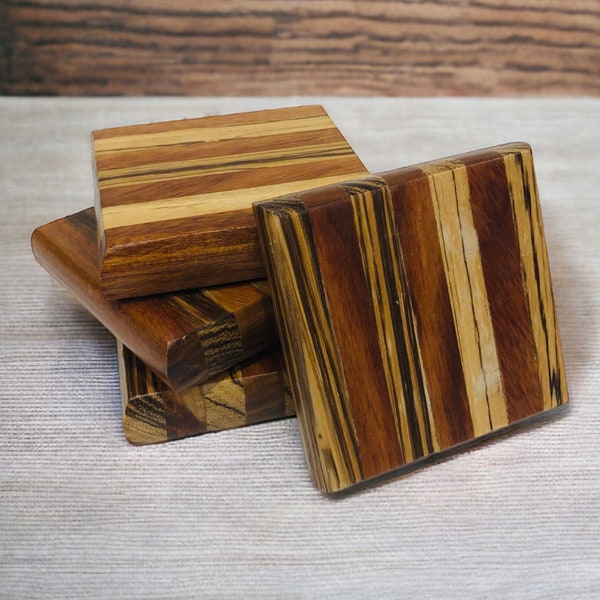 Hand-Crafted Square Wood Coasters Mixed Wood Drink Coasters
