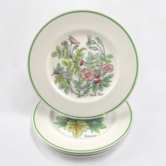 Tiffany Wildflowers 花柄 プレート ブラック 2板 送料込み Tiffany & Co Wild Flowers by Johnson Brothers Salad Side Plates