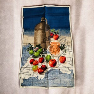 Torchon de cuisine Dunmoy vintage, cidre de pomme, lin irlandais, carte du sud-ouest de l'Angleterre