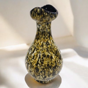 MCM Pottery Vase Brown & White Mottled Drip Glaze Huronia Pottery Home Décor