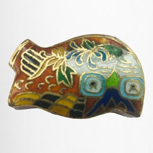 Vintage Cloisonné Hinged Pill Box Brass and Enamel