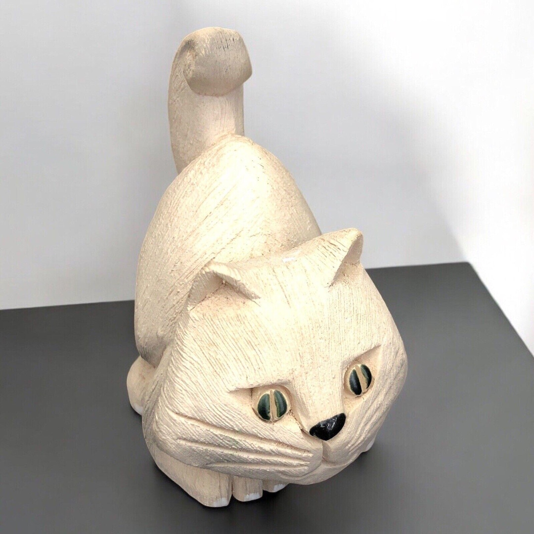 Vintage Artesania Rinconada Cat Kitten Figurine Tail up Folk Art Home ...