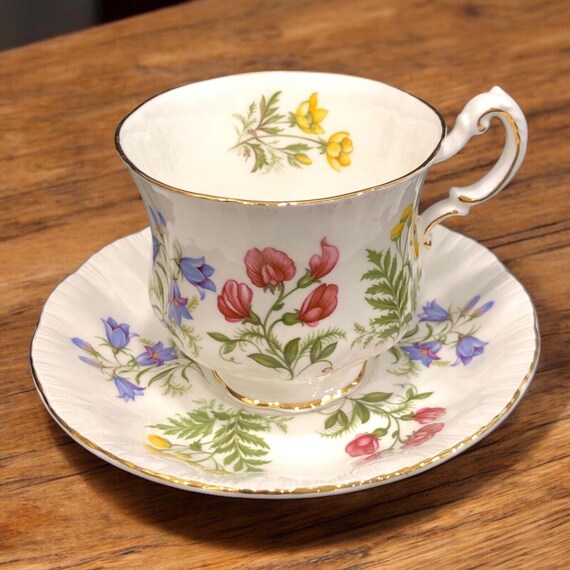 Vintage Paragon English Flowers Bone China Tea Cup and Saucer 