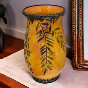 vintage Crown Ducal Ware Orange Lustre Vase en céramique fabriqué en Angleterre