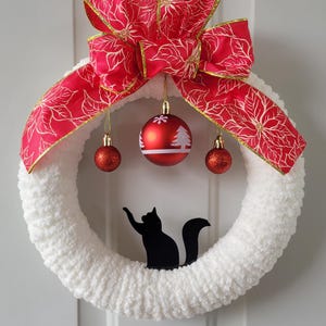 Weihnachtskatzenkranz, Katzenkranz, Feiertagskatzenkranz, Türdekoration, Wanddekoration, Haustierliebhaber, Katzenliebhaber Geschenkidee