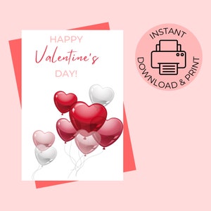 Valentine&#39;s Day Pritable Card / Instant Download PDF / Card Template