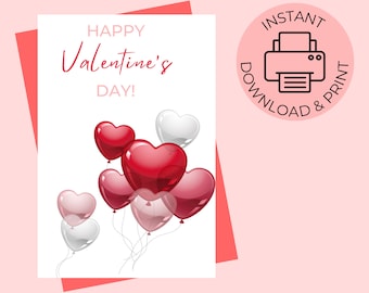 Valentine's Day Pritable Card / Instant Download PDF / Card Template