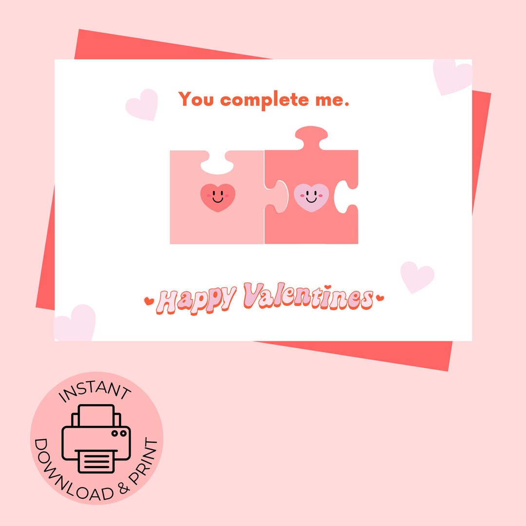 Valentine's Day Pritable Card / Instant Download PDF / Card Template - Etsy