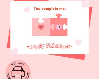 Valentine's Day Pritable Card / Instant Download PDF / Card Template