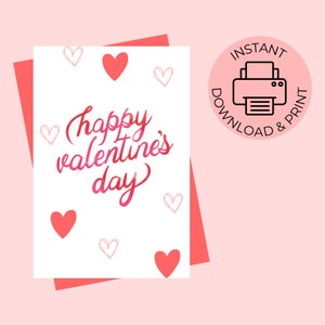 Valentine&#39;s Day Pritable Card / Instant Download PDF / Card Template