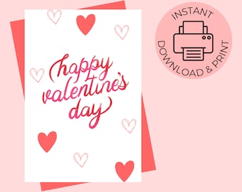 Valentine's Day Pritable Card / Instant Download PDF / Card Template