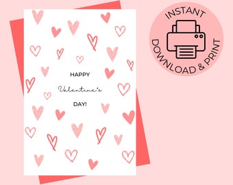 Valentine's Day Pritable Card / Instant Download PDF / Card Template